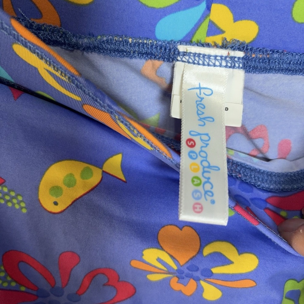 Fresh Produce Splash Skirt Womens Sz L Blue Floral Ruffle Unlined‎ Stretch - Picture 5 of 9